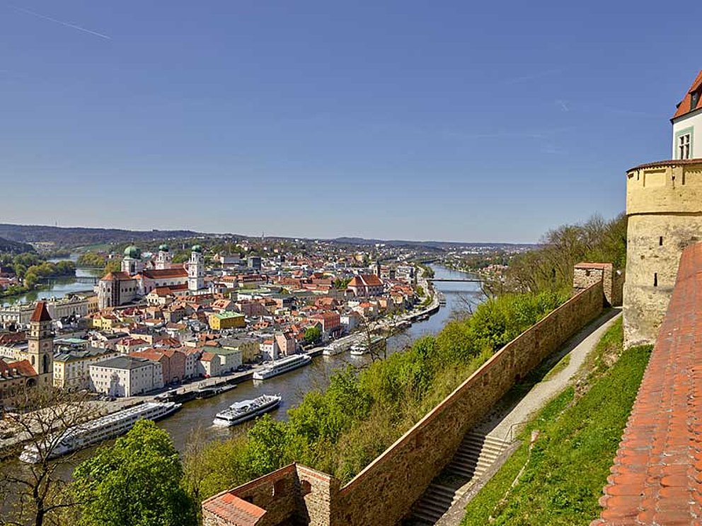 Blick auf Passau von der Veste Oberhaus in Passau