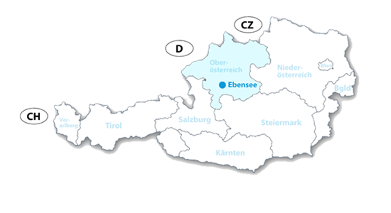 Ebensee im Salzkammergut - Karte zur Lage in Österreich