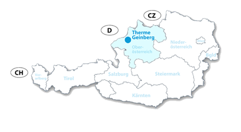 Geinberg mit Therme - Karte zur Lage in Österreich