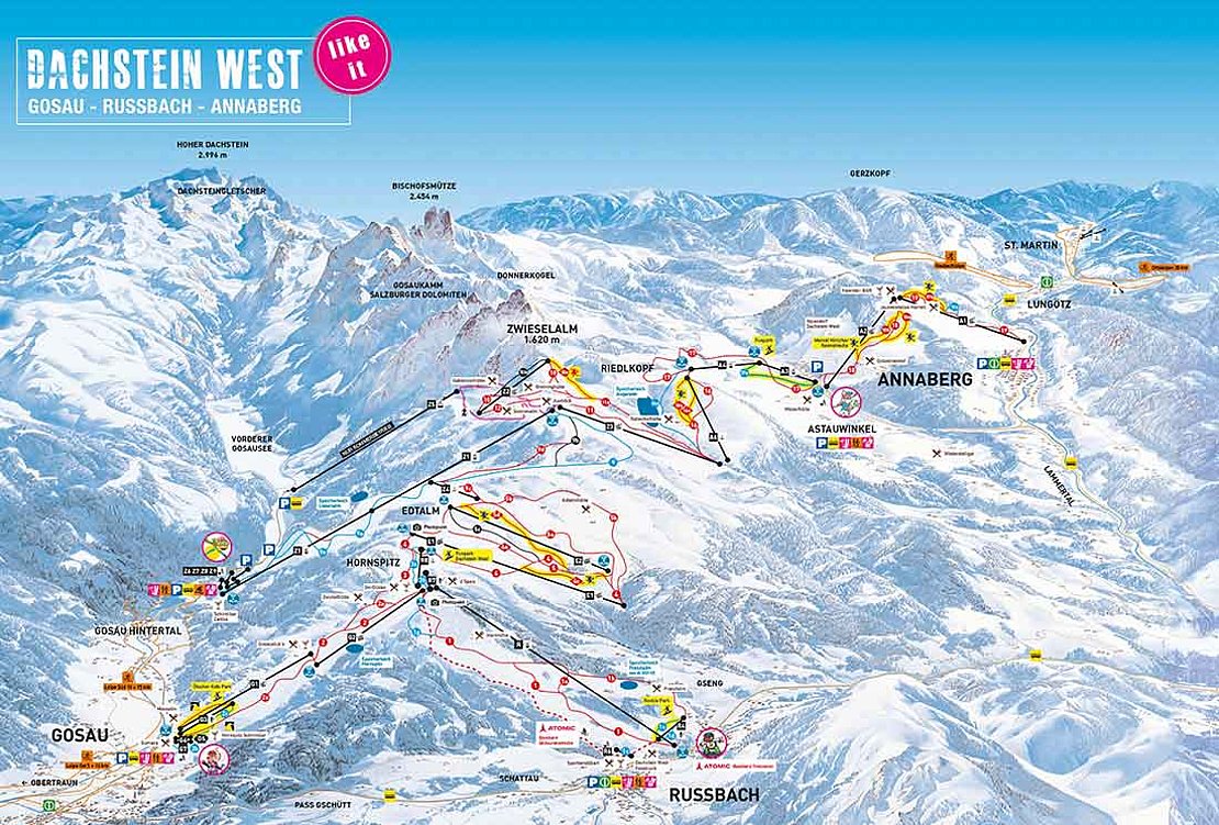 Panoramakarte Skigebiet Dachstein West_2021