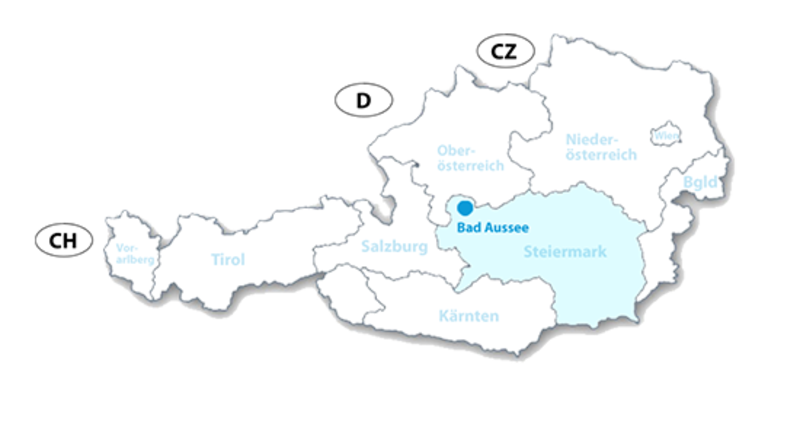 Bad Aussee im Salzkammergut - Karte zur Lage in Österreich