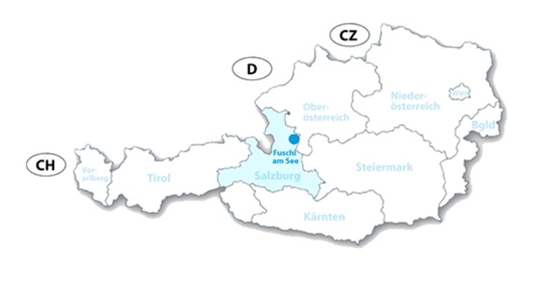 Fuschl am See im Salzkammergut - Karte zur Lage in Österreich