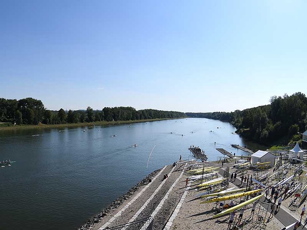 Ruderstrecke bei der WM auf der Donau in Ottensheim