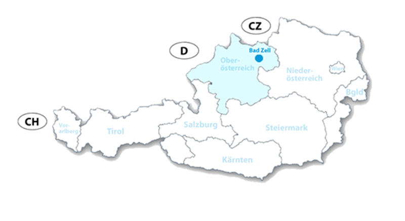 Bad Zell - Karte zur Lage in Österreich