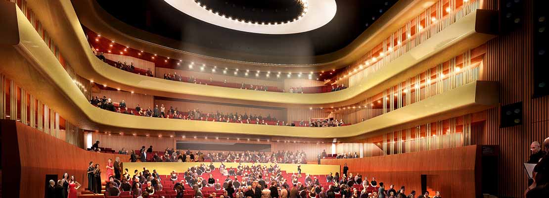 Musiktheater Linz - Panorama großer Saal mit Besuchern